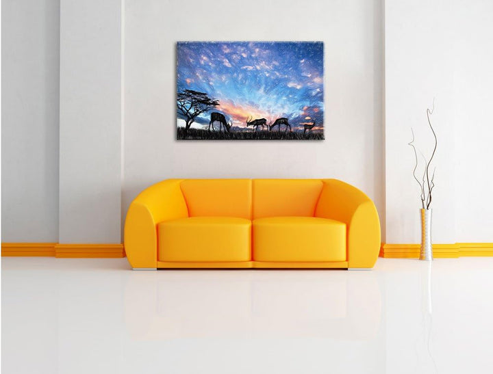 Pixxprint Tiere in der Natur als Leinwandbild/Grösse: 100x70 cm/Wandbild/Kunstdruck/fertig bespannt,