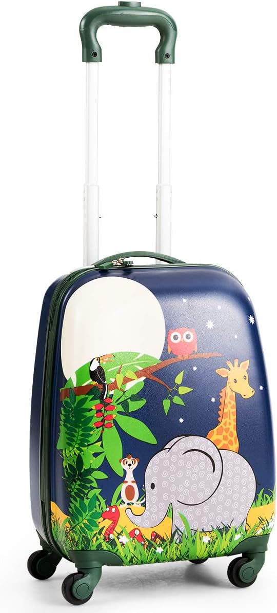 COSTWAY 2tlg Kinderkoffer + Rucksack, Kindertrolley aus Kunststoff, Kindergepäck, Kinder Kofferset H