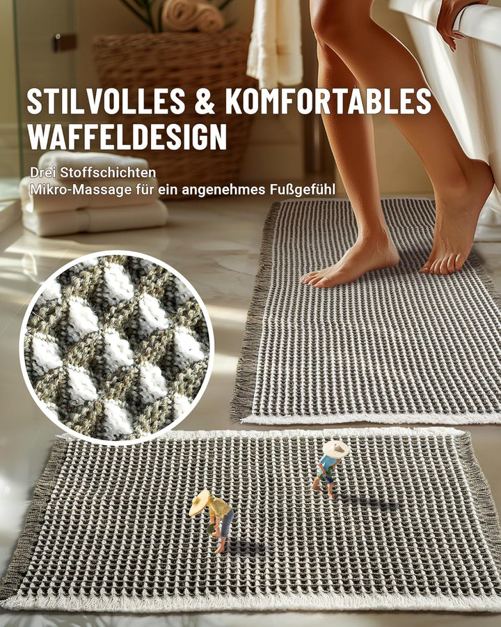 Grosses Badteppich Set, Badematte Grün, Badezimmerteppich Set 2 Teilig, Boho Bath Mat, Badezimmermat
