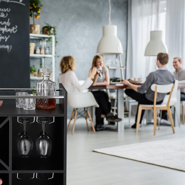Relaxdays Weinregal mit Glashalter, 22 Flaschen, freistehend, Wein und Sekt, Hausbar HxBxT: 96 x 63