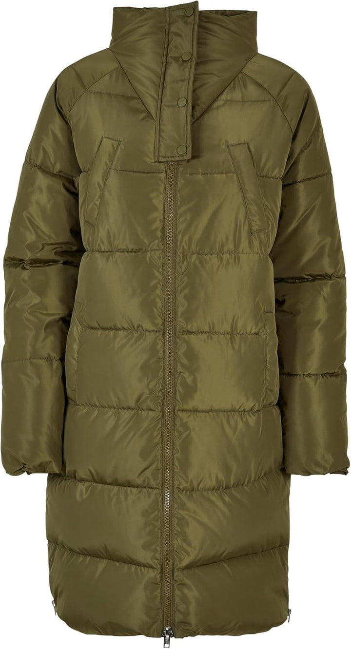 Urban Classics Damen Ladies High Neck Puffer Coat Jacke XS Olive, XS Olive