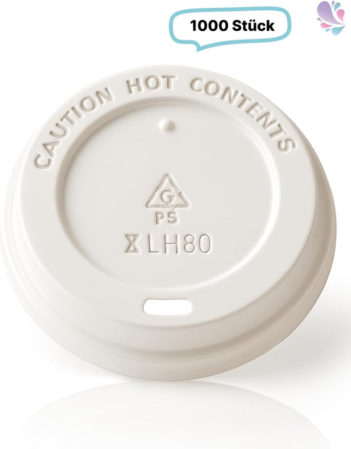 Blanc HYGIENIC Deckel für Kaffeebecher –1.000x Deckel für Einweg-Pappbecher, Ø 80 mm, geeignet für C