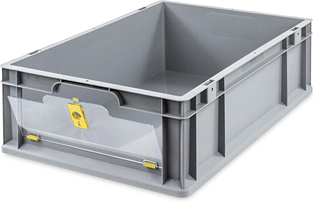aidB Eurobox NextGen Insight Cover gelb, 600x400x170 mm, Cover niedrig, robuste Regalbox mit Entnahm
