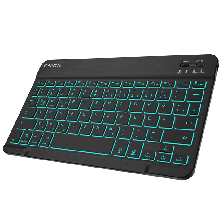 FINTIE Bluetooth Tastatur mit Hintergrundbeleuchtung in 7 Farben, Tablet Tastatur mit deutschem Layo
