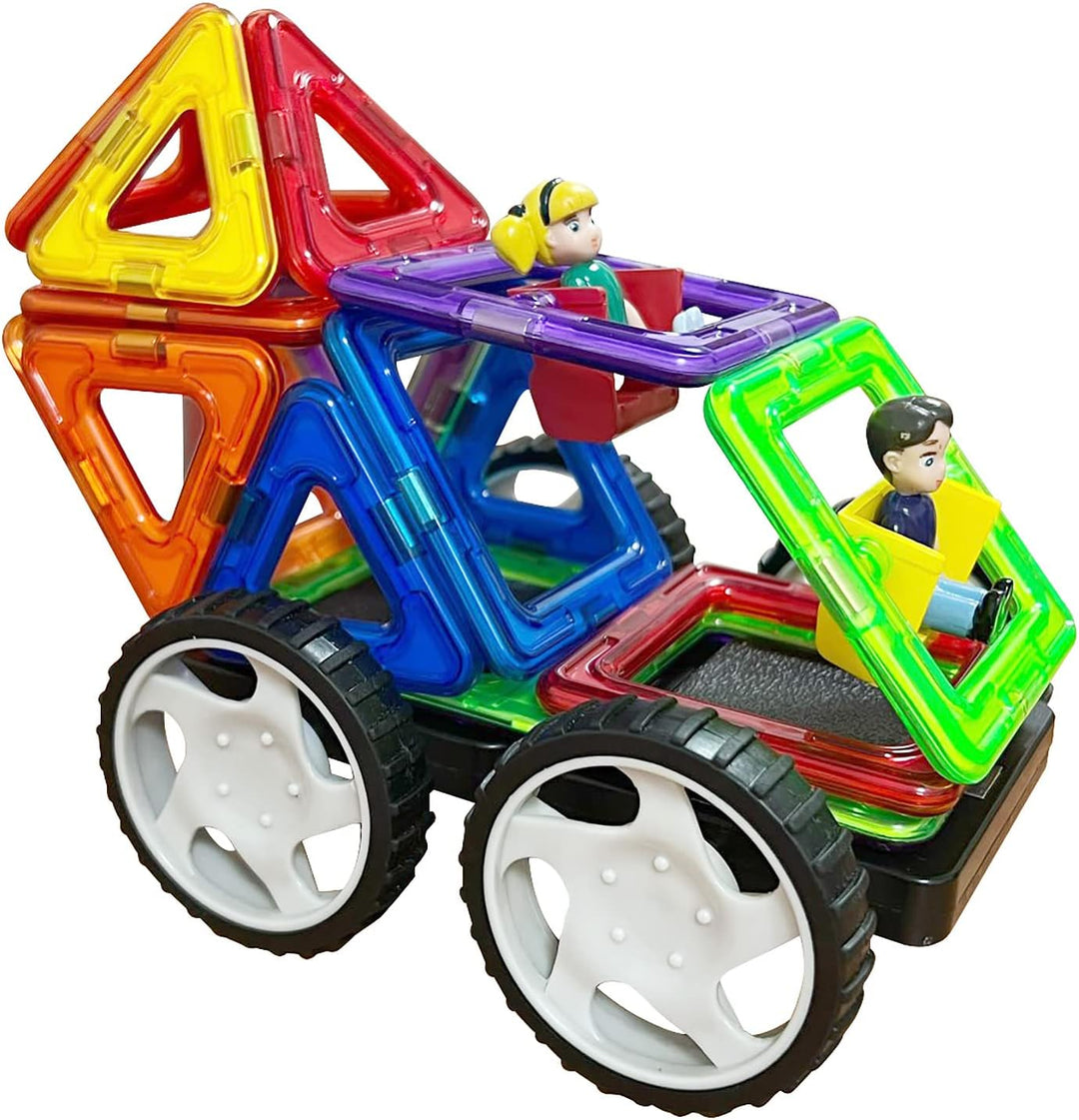 Magnetische Bausteine MK-19 “Das Rennen-2” mit Rädern – Magnetbau-Set 19-teilig, Magnetbausteine, id