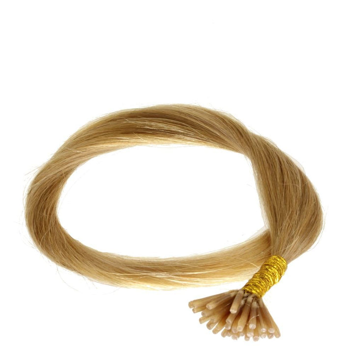hair2heart 200 x Microring I-Tip Extensions aus Echthaar, 60cm, 1g Strähnen, glatt - Farbe 18 haseln