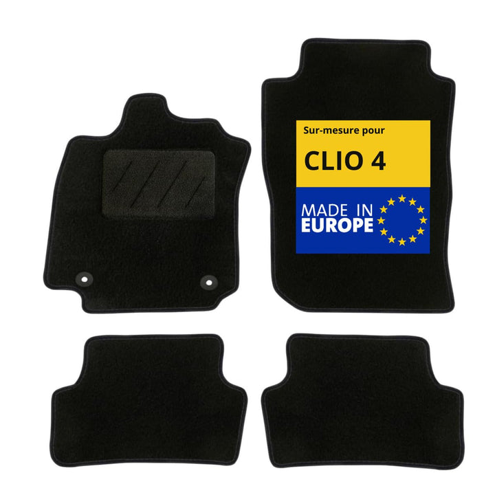 DBS - Autofussmatten - massgeschneidert für Clio 4 - mit Befestigungsclips - Antirutschmatten - 4 St