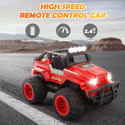 Weinsamkeit Ferngesteuertes Auto, 1/16 RC Auto Kinder All Terrain Off Road RC Monstertruck mit LED S