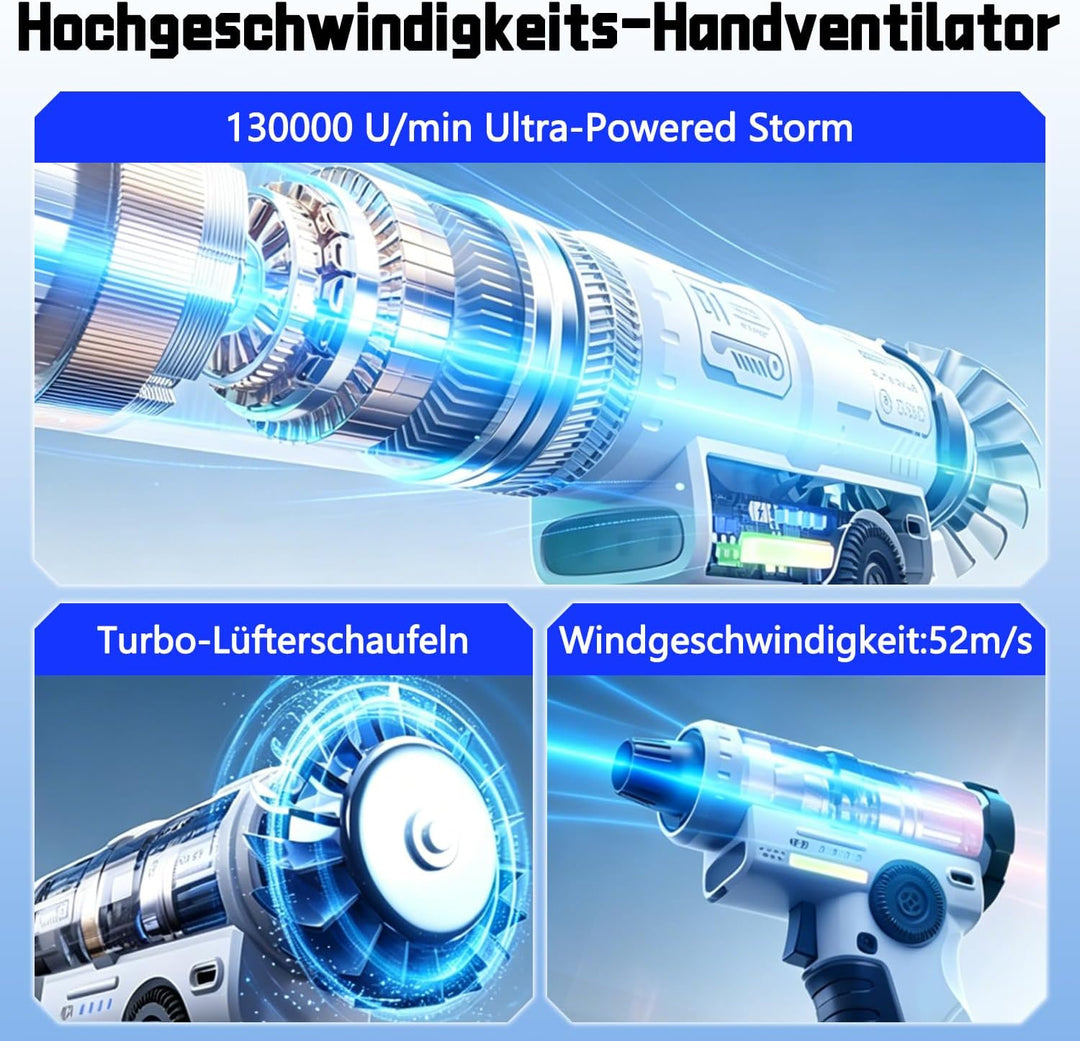 yAyusi Wiederaufladbarer Elektrischer Staubabsauger,130000U/min Hochleistungs Elektro Luftstaubabsau
