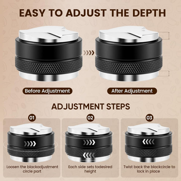 51 mm Barista Espresso Zubehör Set, 5-in-1 Siebträger-Set mit Kaffeeverteiler, Tamper & Leveler, WDT
