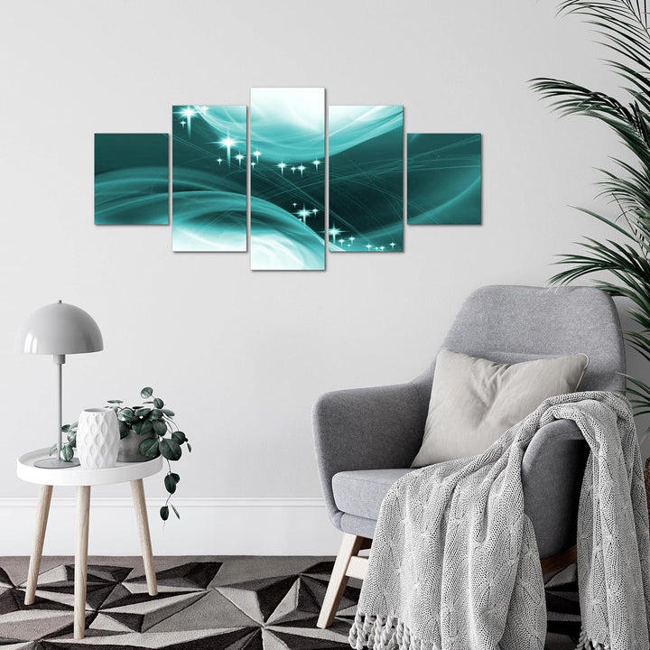 Runa Art Wandbilder Abstrakt 5 Teilig Bild auf Vlies Leinwand Deko Wohnzimmer Schlafzimmer Diamant T