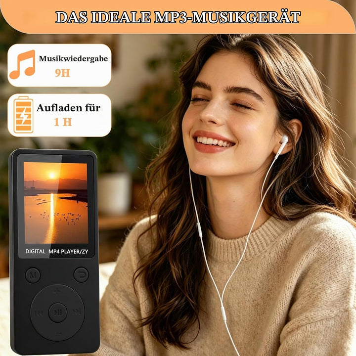 MP3 Player Bluetooth 5.3 mit 32 GB Speicher, MP3 Player mit Lautsprecher, 1,8 Zoll HiFi Music Player