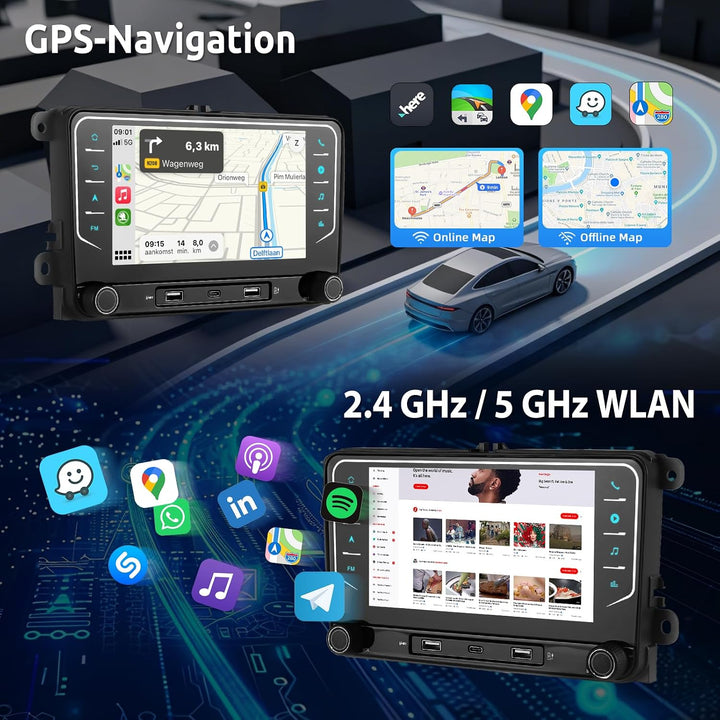 ESSGOO 4+64G Autoradio mit Kabelloses CarPlay Android Auto Für VW Golf 5 6 Touran Tiguan EOS Passat