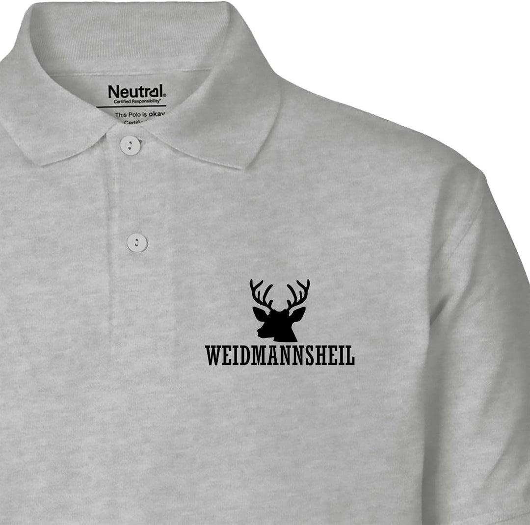 Huuraa Damen Polo Shirt Weidmannsheil Hirsch Jägergruss Geschenk Grösse XS-XXL Bio Baumwolle Fairtra