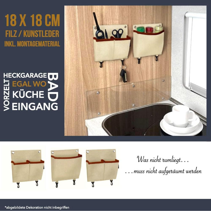 GranHin Wandorganizer Set - Organizer für Camper, Wohnmobil und Wohnwagen mit verschiedenen Montageo