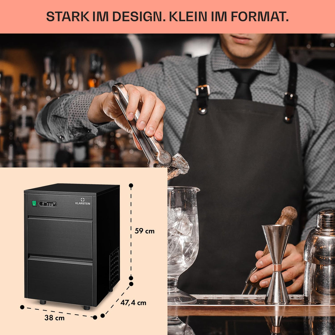 Klarstein Eiswürfelmaschine, Profi Ice Maker, Eiswürfelbereiter für Klare Eiswürfel, Eiswürfelmaschi