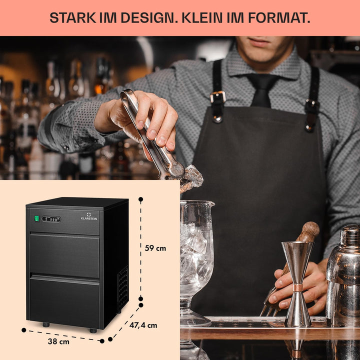 Klarstein Eiswürfelmaschine, Profi Ice Maker, Eiswürfelbereiter für Klare Eiswürfel, Eiswürfelmaschi