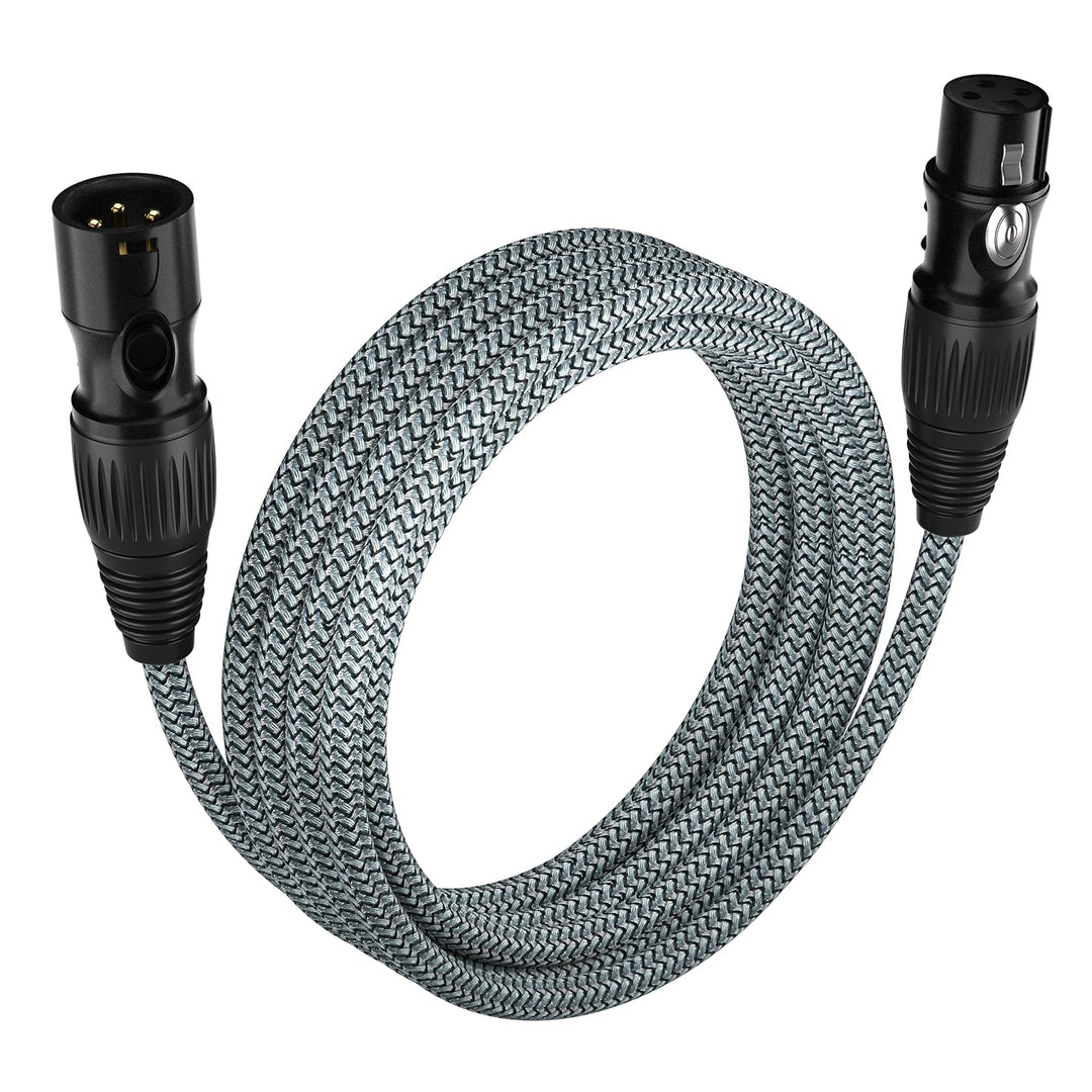 XLR -Kabel 15m, Mikrofonkabel Nylon geflochtenes XLR -Mann bis weiblich ausbalanciert 3 Pin XLR -Mik
