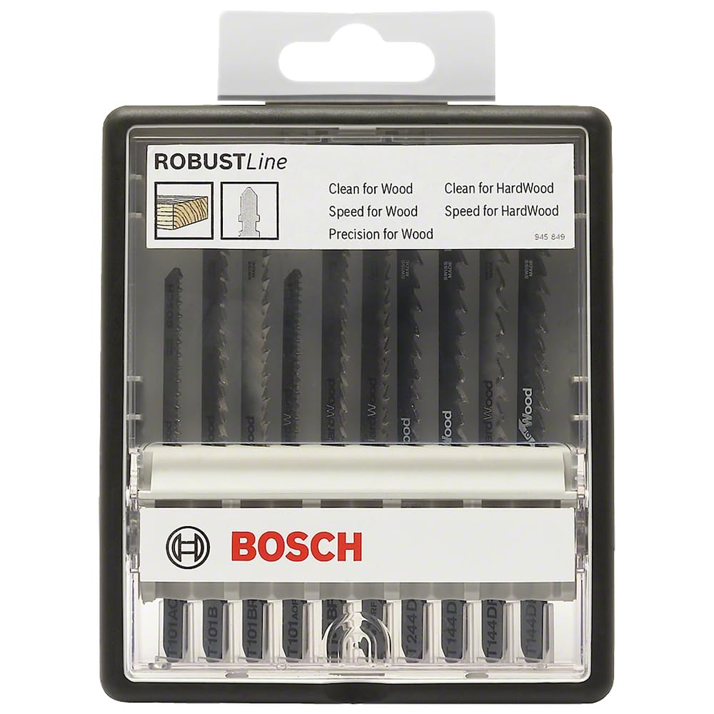 Bosch Accessories Professional 10tlg. Stichsägeblatt-Set Robust Line Wood Expert zum Sägen in Holz,