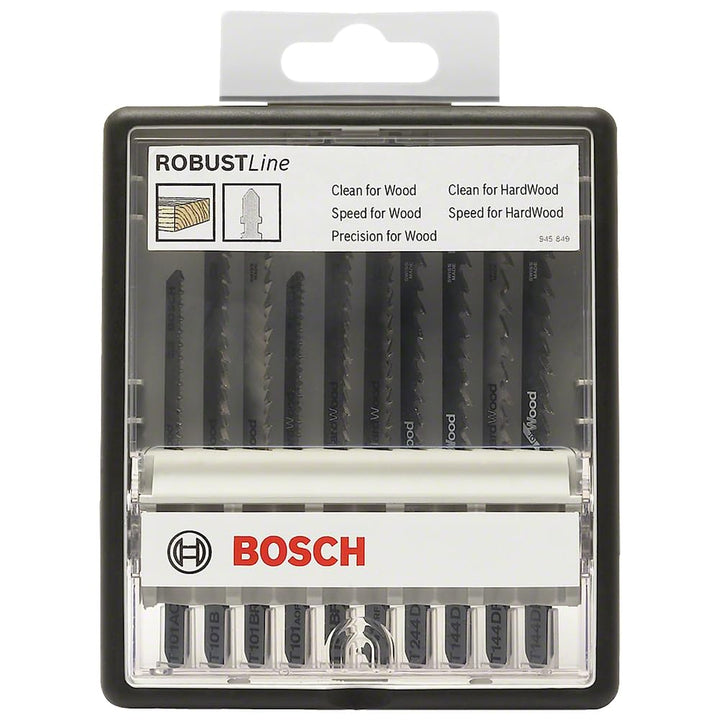 Bosch Accessories Professional 10tlg. Stichsägeblatt-Set Robust Line Wood Expert zum Sägen in Holz,