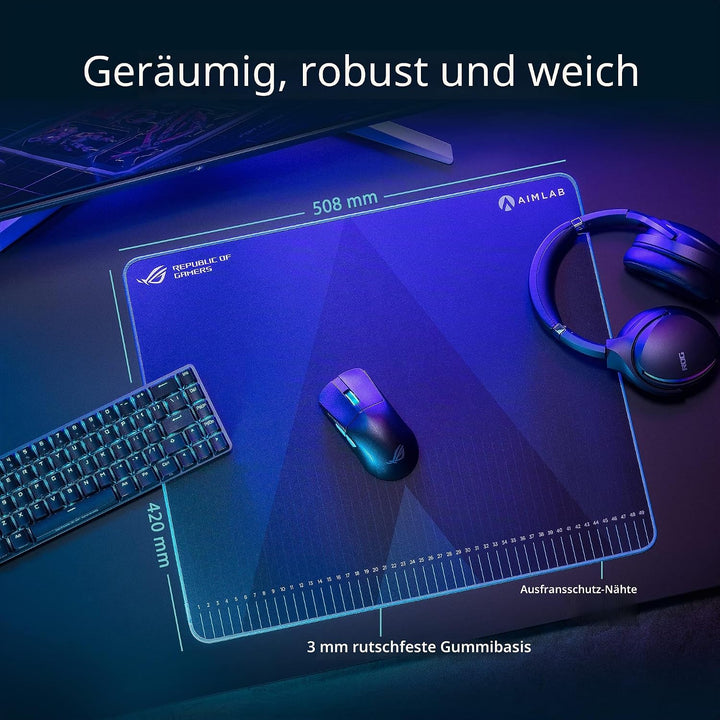 ASUS ROG Hone Ace Aim Lab Edition Gaming Mauspad, 508 x 420 x 3 mm, grosse Grösse, weiches Hybrid-Tu