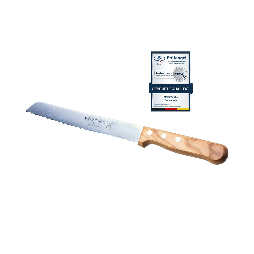 Marsvogel Brotmesser Olivenholz 2,0 mm Rückenstärke mit Welle Made in Solingen by Neustanlo, Olivenh