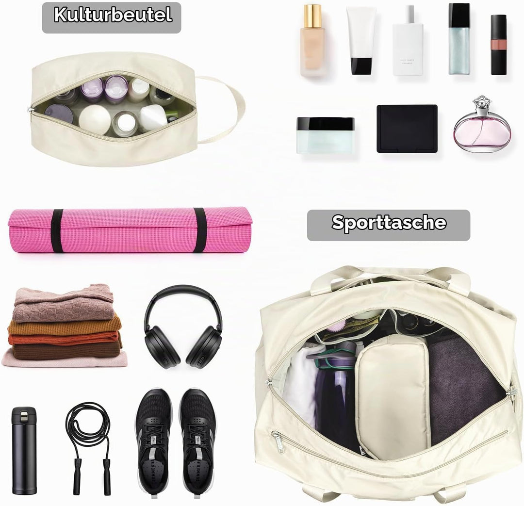 Ceneda Sporttaschen Klassische Reisetasche mit Schuhfach und Kulturtasche Sporttasche Damen Herren T