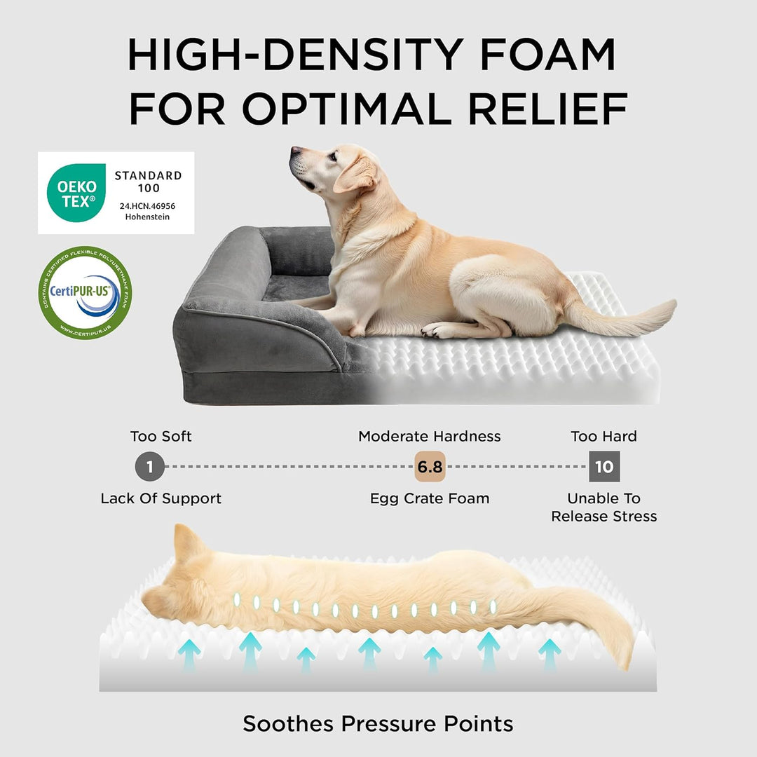BEDSURE orthopädisches Hundebett Ergonomisches Hundesofa - 89x63 cm Hundecouch mit eierförmiger Kist