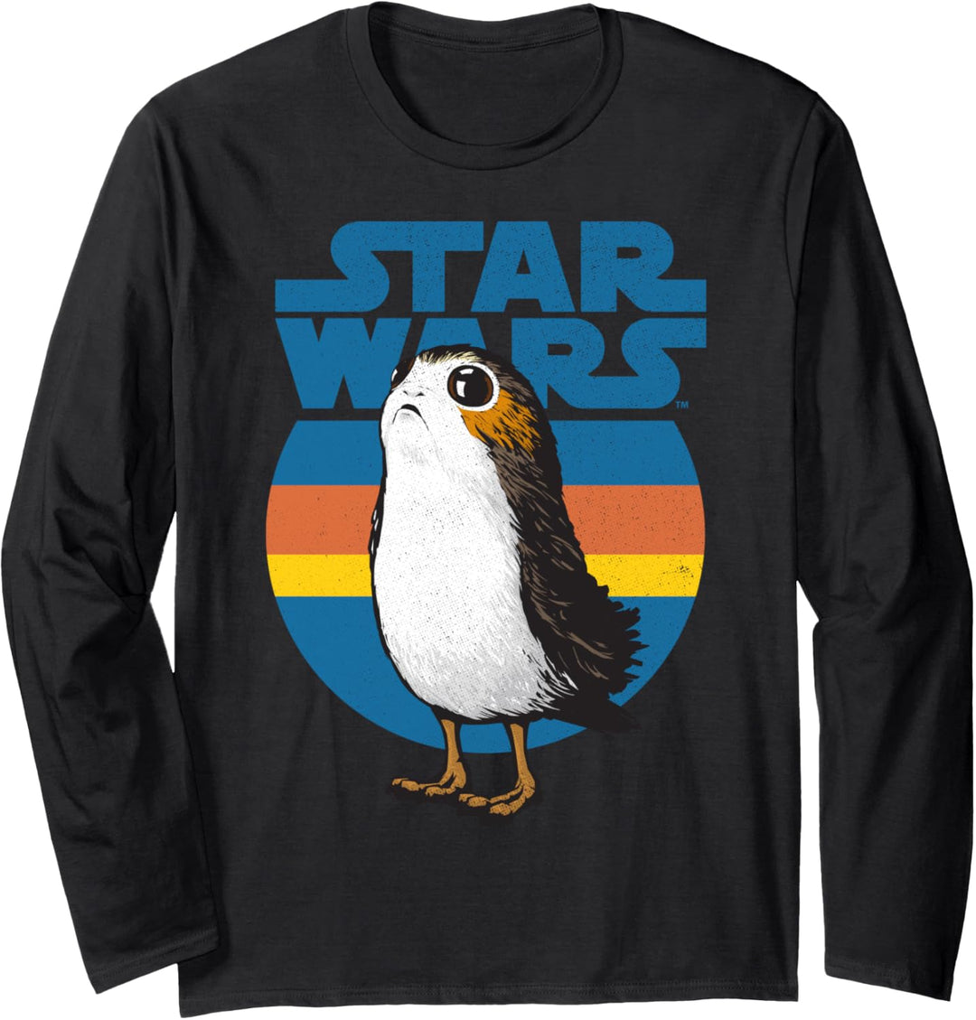 Star Wars The Last Jedi Porg Striped Retro Circle Portrait Langarmshirt