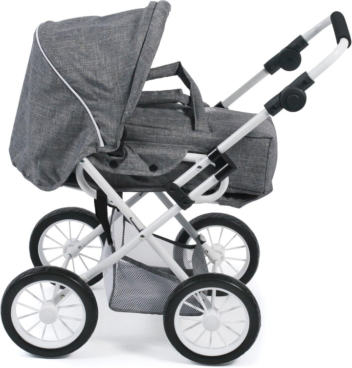Bayer Chic 2000 - Puppenwagen Leni, 2in1 Kombipuppenwagen mit herausnehmbarer Tragetasche, Jeans gra