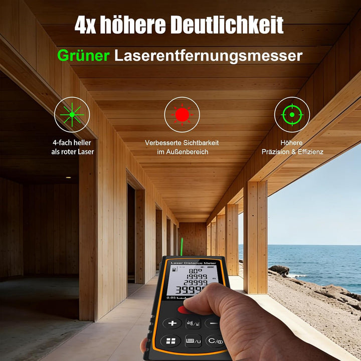Laserentfernungsmesser, Grünes Laser-Messgerät mit Winkelsensor für BAU 60M, 60M