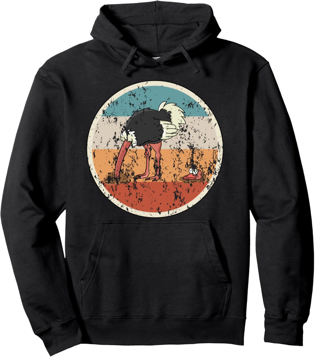 Strauss Strausse Vogel Vögel Vintage Retro Pullover Hoodie