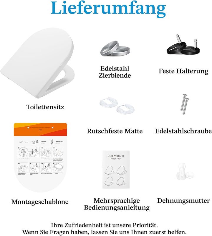 Toilettendeckel mit Absenkautomatik, WC Sitz mit Absenkautomatik Antibakteriell & UV-Beständig, Klod