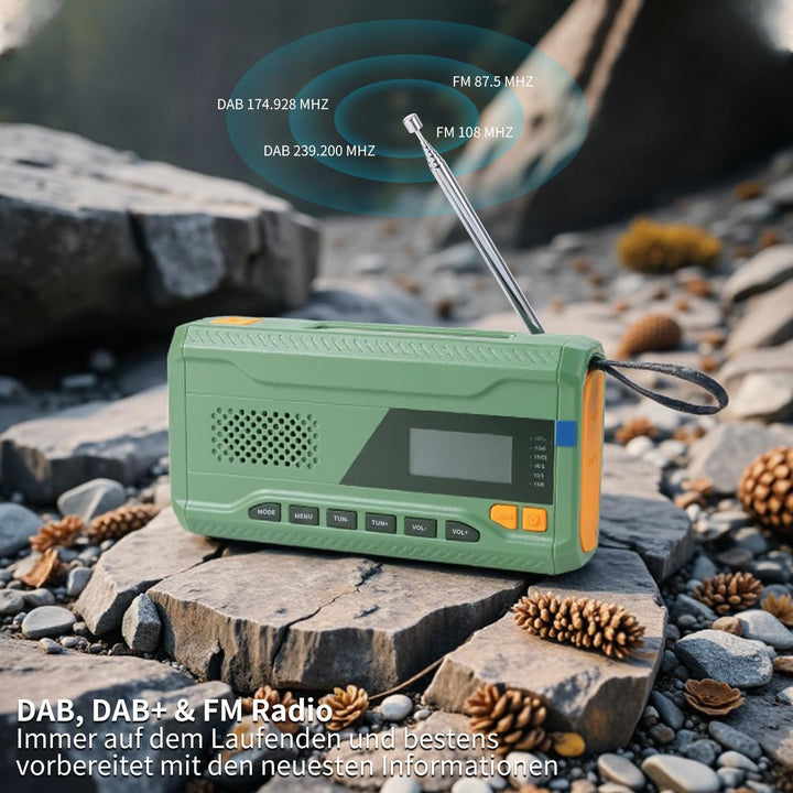 Notfallradio, Kurbelradio, FM/DAB+/DAB tragbares Solarradio mit 4000mAh Powerbank, Telefon-Ladegerät