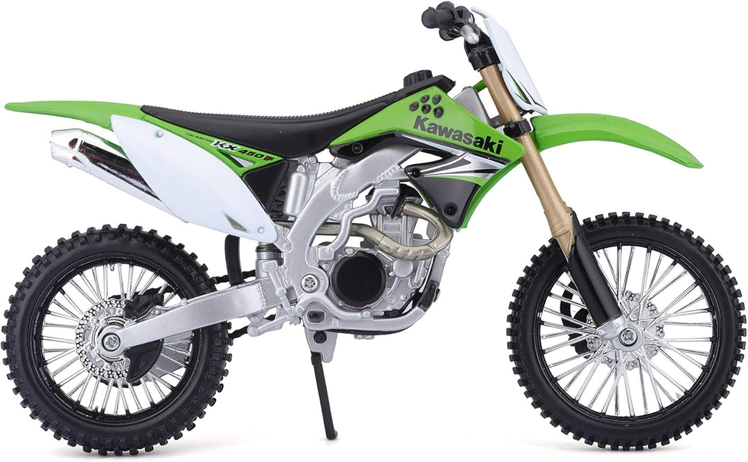 Bauer Spielwaren 2049755 Maisto Kawasaki KX 450F: Originalgetreues Motorradmodell 1:12, mit beweglic