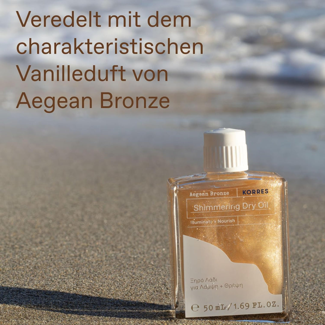 KORRES AEGEAN BRONZE Schimmerndes Pflegeöl für den Körper, veganes Körperöl mit Glow-Effekt, Bronzin