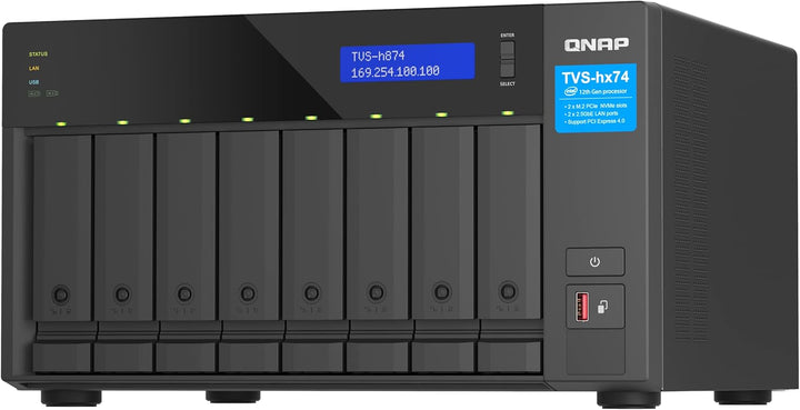Qnap TVS-h874-i5-32G |Intel Core i5 Prozessor, 32 GB RAM, PCIe Gen 4, Schwarz, 8 Bay 8-bay 32GB RAM,