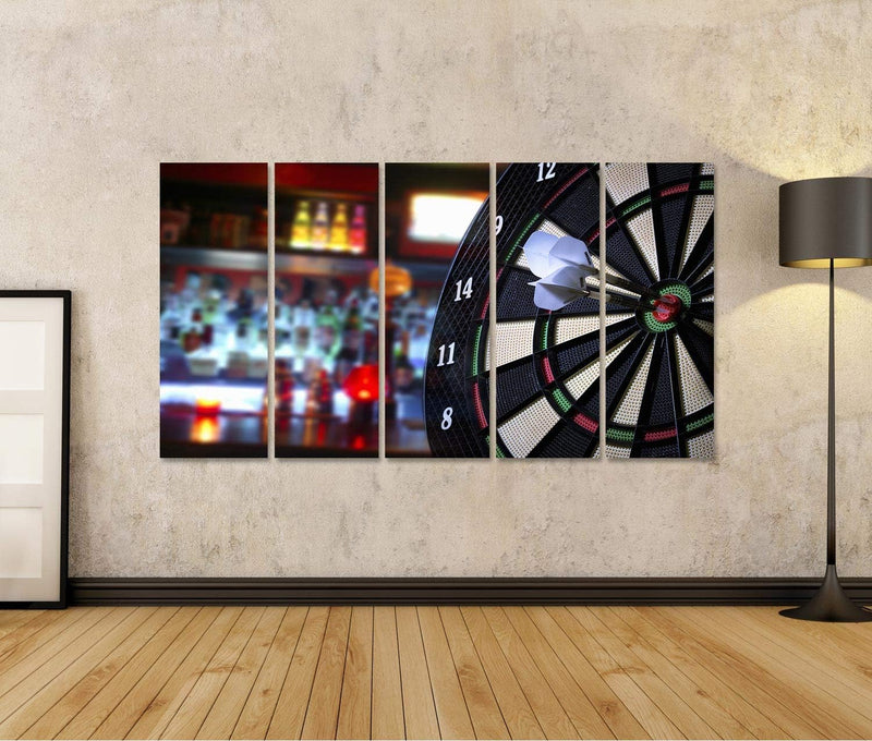 Bild Bilder auf Leinwand Darts Wandbild Poster Leinwandbild RSK Leinwand 160x80cm - 5 Teile XXL, Lei