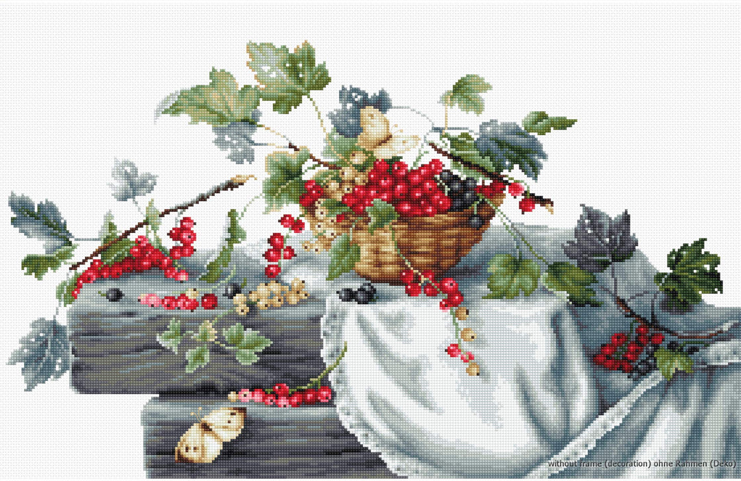 Luca-S Rote Johannisbeeren II Kreuzstichset, Baumwolle, Mehrfarbig, 39,5x23,5cm