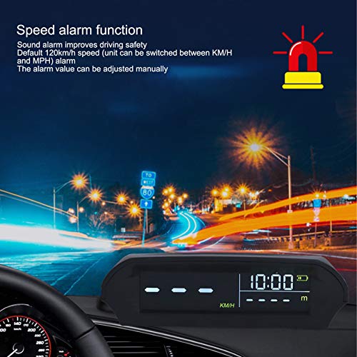 1 x Gastgeber,Universelles Auto-HUD-Head-Up-Display, Multifunktionsprojektor GPS-Tachometer Solarauf