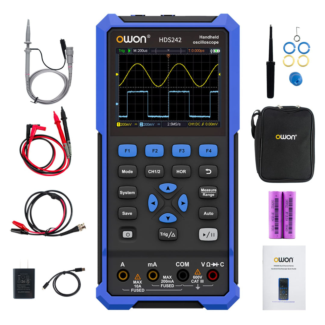 OWON HDS242 Handheld-Oszilloskop, Digitales Oszilloskop tragbares 2-in-1-Universalprüfgerät, 20000 C