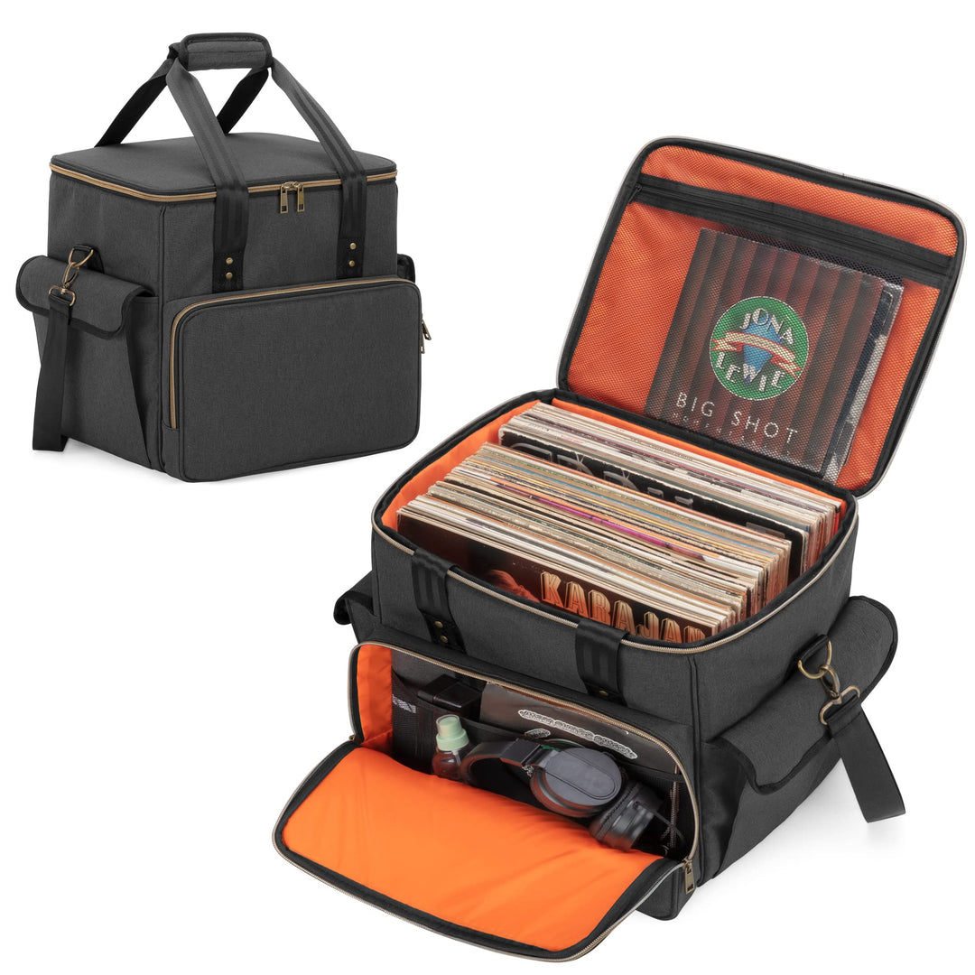 Trunab Rucksack Tasche Schallplatten, Wasserdichtes Nylon Tasche für Vinyl Record LPs Aufbewahrungsb