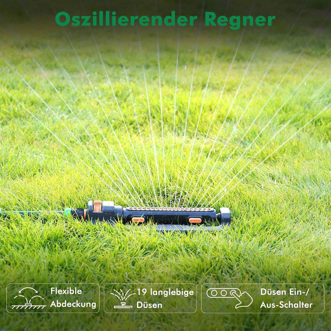 RESTMO Rasensprenger für 4200 m², mit 19 Düsen & Gewichtssockel, Gartensprinkler-System mit Einstell