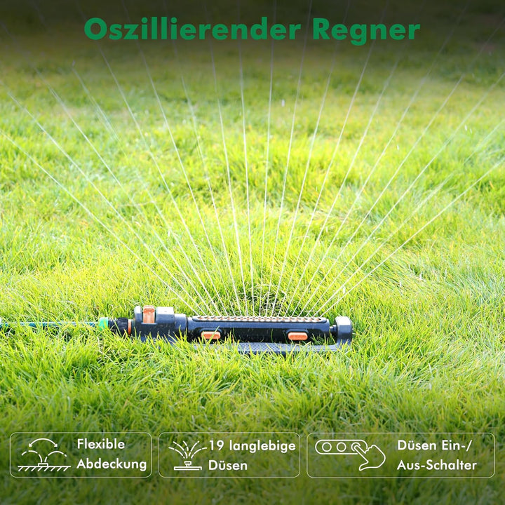 RESTMO Rasensprenger für 4200 m², mit 19 Düsen & Gewichtssockel, Gartensprinkler-System mit Einstell