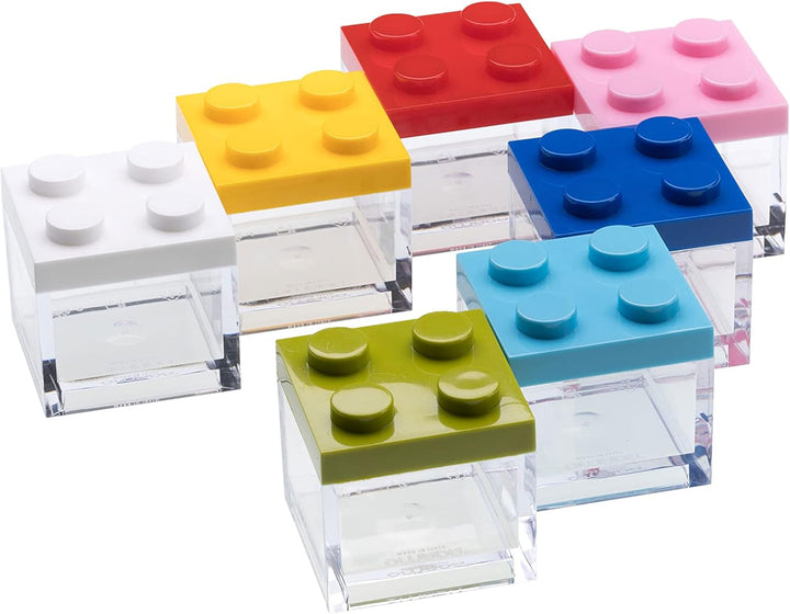 Omada Design Favor Boxes aus Plexiglas, 24 Stück, Ziegelform 5x5x5 cm mit farbigen Deckeln, ideal fü