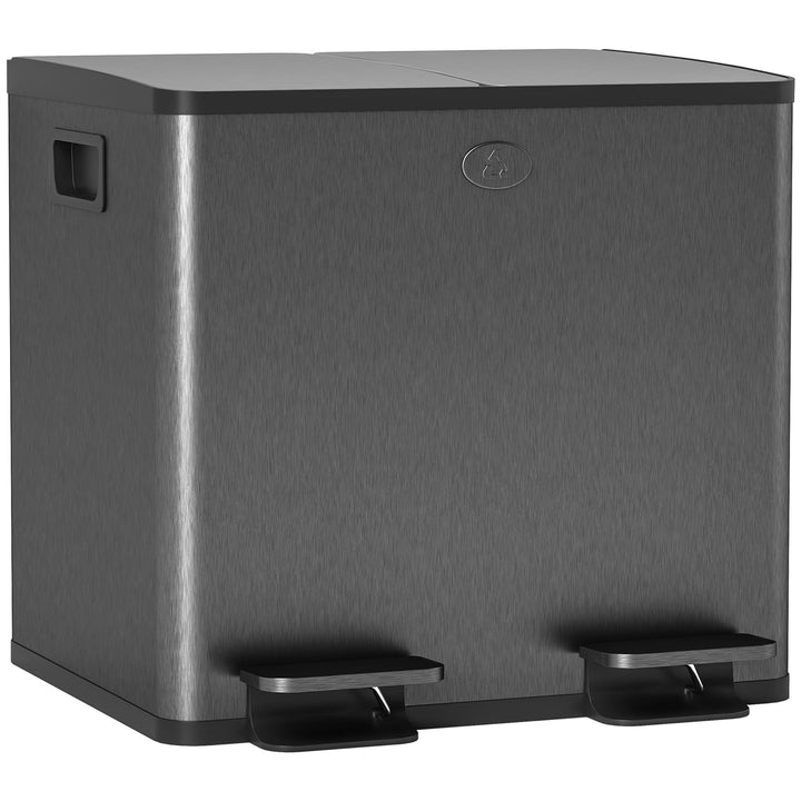 HOMCOM Mülleimer 2 x 15L Abfalleimer aus Edelstahl Mülltrennsystem mit Softclose Deckel, Herausnehmb