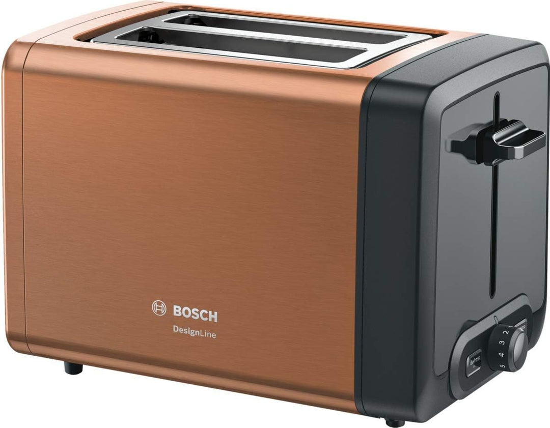 Bosch Kompakt Toaster DesignLine TAT4P429DE, integrierter Edelstahl-Brötchenaufsatz, mit Abschaltaut