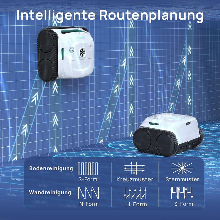 WYBOT C2 Vision Plus AI Kamera Kabelloser poolroboter, poolroboter akku Wand und Bode: Starke Saugkr