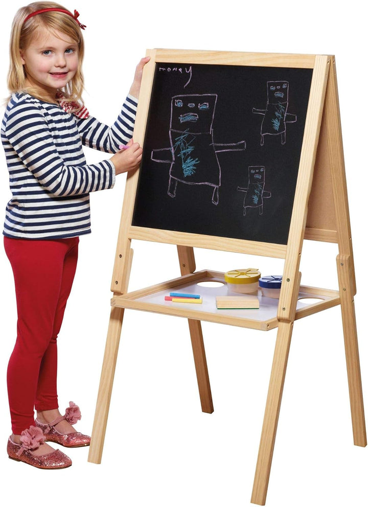 Casdon Wooden Easel, Double-Sided Easel for Children Aged 3+, 2-In-1 Blackboard and Whiteboard for Y