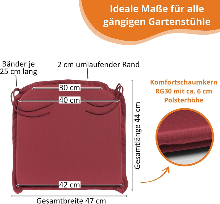 sleepling Outdoor 193924 4er Set Sitzkissen Auflage | Stuhlkissen Polster Gartenstuhl Terrassenstuhl